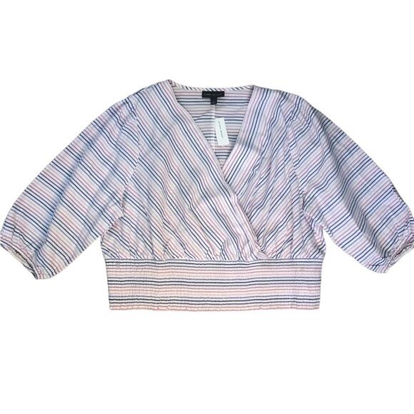 Lane Bryant Surplice Neck Cross Over Top Smocked Elastic Waist Lightweight Sz 22 - Picture 4 of 15